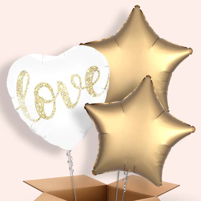 Glitter Heart Love Helium Balloon in a Box - 3 Balloon | Party Save Smile