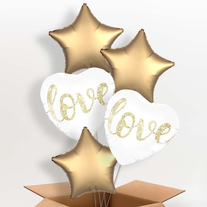 Glitter Heart Love Helium Balloon in a Box - 5 Balloon | Party Save Smile