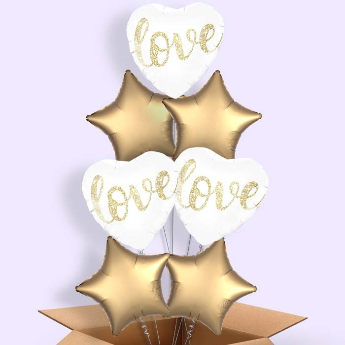 Glitter Heart Love Helium Balloon in a Box - 7 Balloon | Party Save Smile