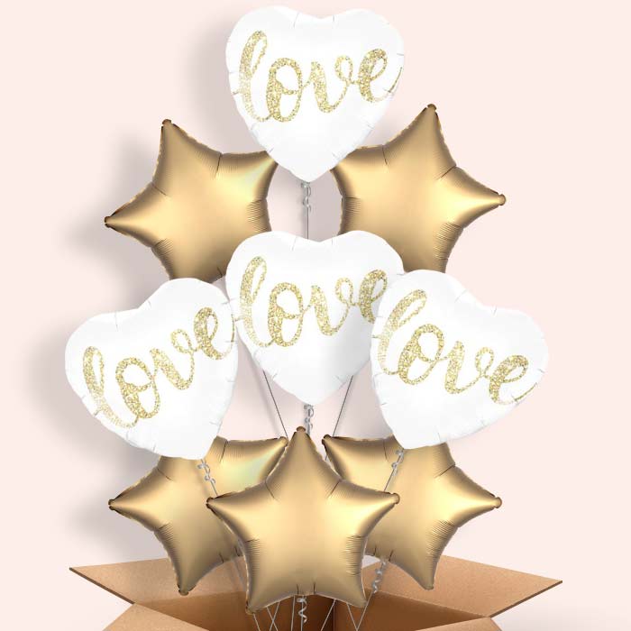 Glitter Heart Love Helium Balloon in a Box - 9 Balloon | Party Save Smile