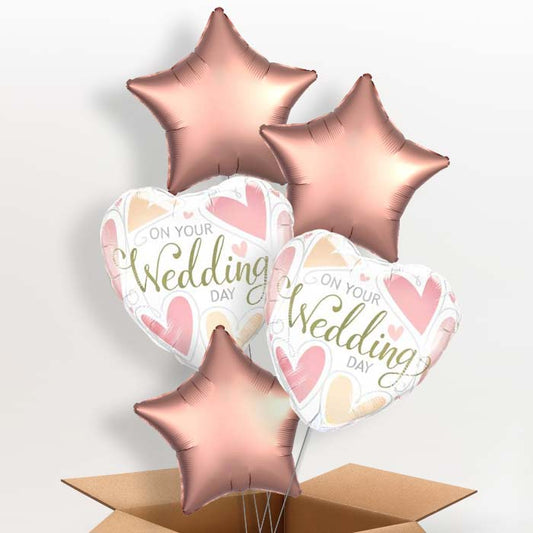Wedding Day Helium Balloons in a Box (Hearts) - 5 Balloon | Party Save Smile