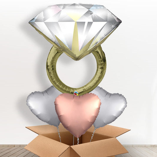 Giant Diamond Engagement Ring Balloon in a Box