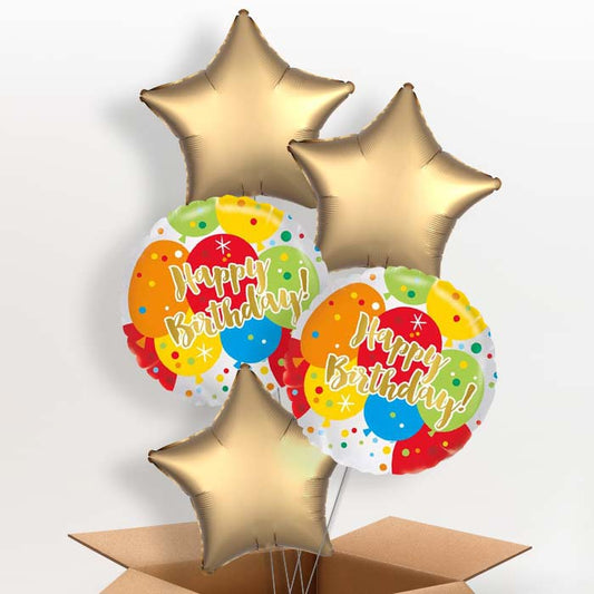Colourful Helium Balloons in a Box Birthday Delivery - 5 Balloon | Party Save Smile
