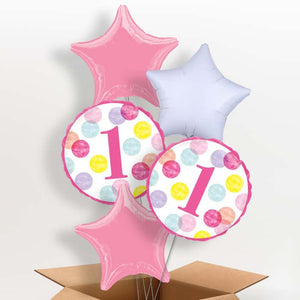 Pink Dots 1st Birthday Helium Balloon in a Box