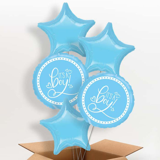 Blue It's a Baby Boy Helium Balloons Delivered - 5 Balloon | Party Save Smile