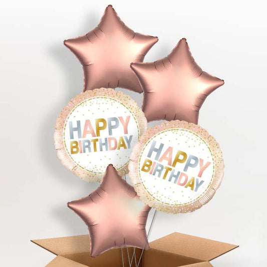 Metallic Pastel Dots Happy Birthday Helium Balloon in a Box - 5 Balloon | Party Save Smile