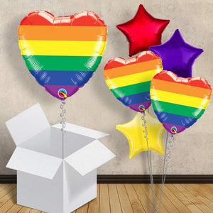 Rainbow Heart Helium Balloon in a Box