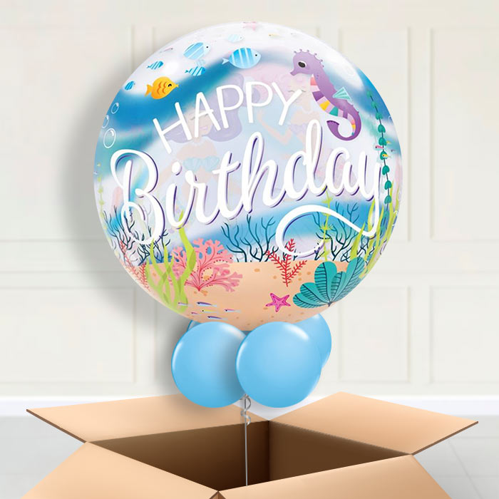 Mermaid Happy Birthday Bubble Balloon in a Box - Bubble Balloon | Party Save Smile