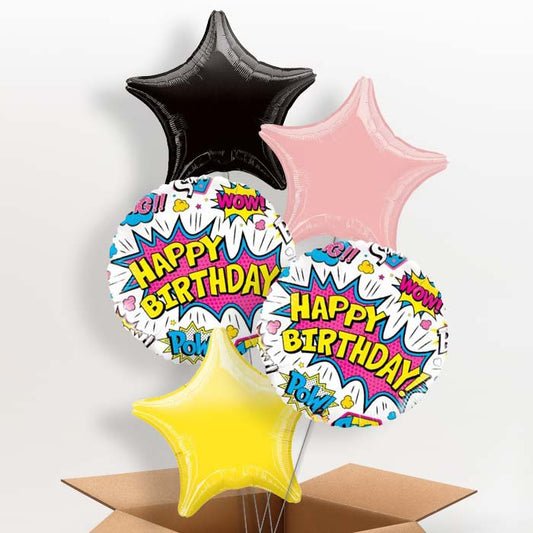 Superhero Helium Balloons in a Box (White Pow) - 5 Balloon | Party Save Smile