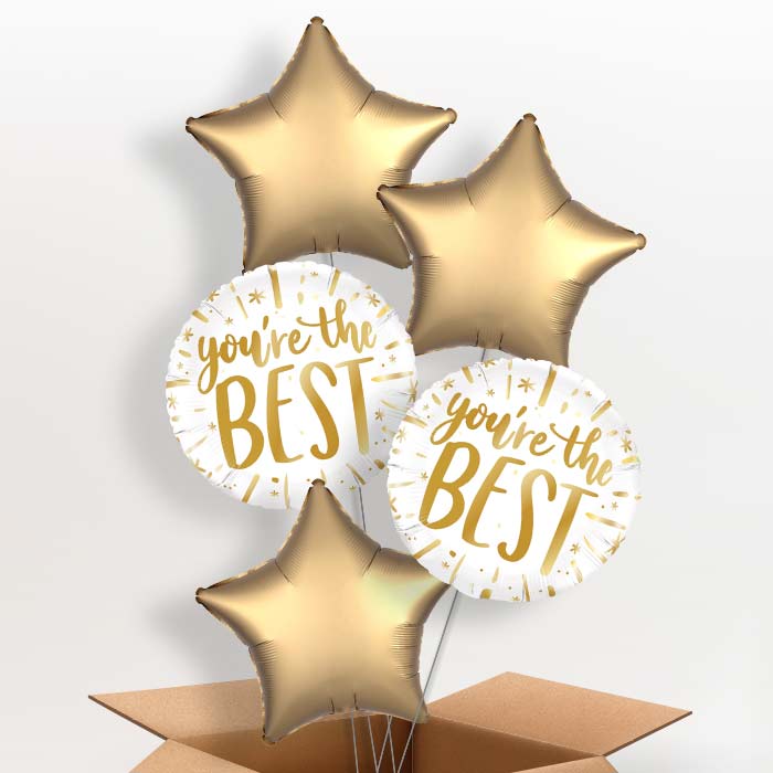 Gold You're the Best Helium Balloon in a Box - 5 Balloon | Party Save Smile