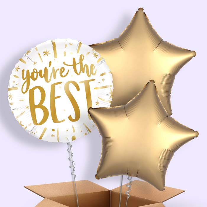 Gold You're the Best Helium Balloon in a Box - 1 Balloon | Party Save Smile