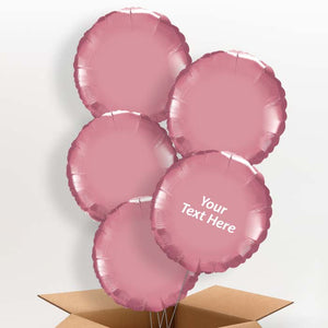 Personalised Chrome Mauve Circle Helium Balloon in a Box
