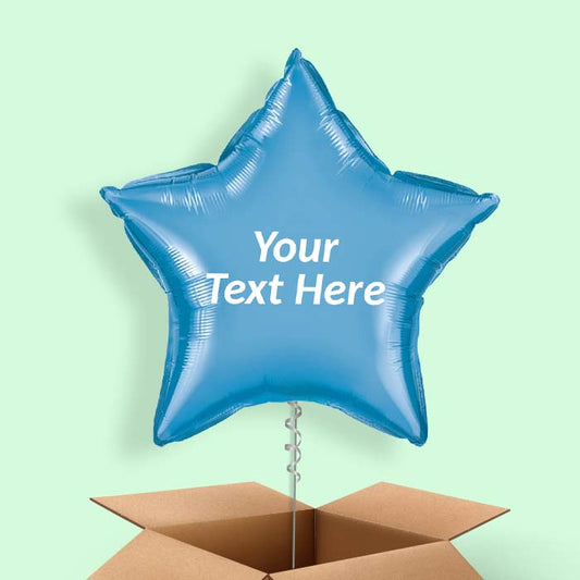 Personalised Blue Chrome Balloons in a Box - Star