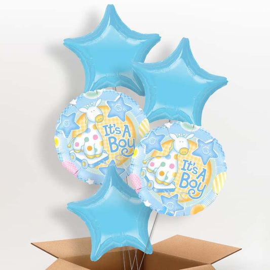 Giraffe Baby Boy Helium Balloon in a Box - 5 Balloon | Party Save Smile