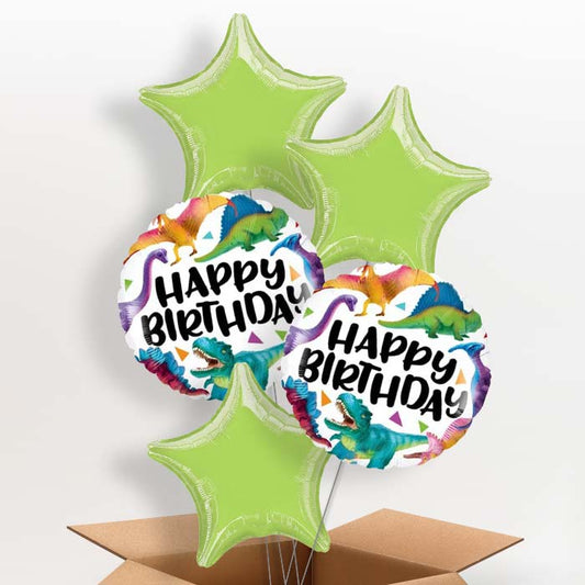 Dinosaur Birthday Helium Balloons in a Box - 5 Balloon | Party Save Smile