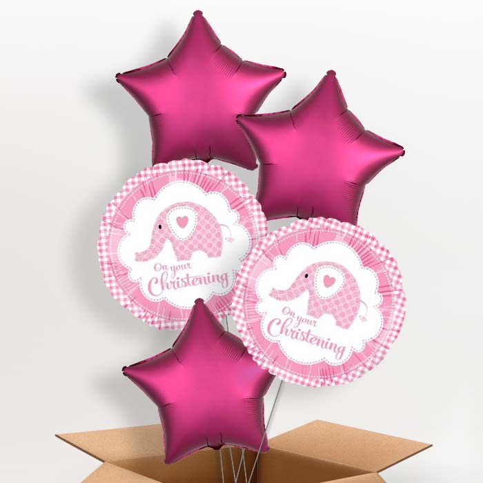 Christening Balloon in a Box (Pink Elephant) - 5 Balloon | Party Save Smile