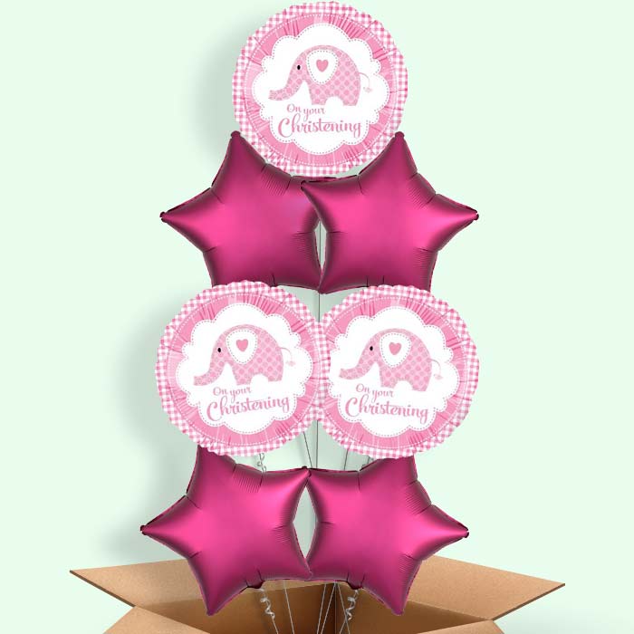 Christening Balloon in a Box (Pink Elephant) - 7 Balloon | Party Save Smile