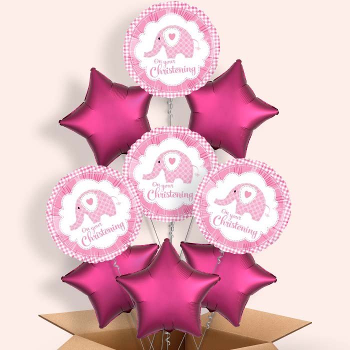 Christening Balloon in a Box (Pink Elephant) - 9 Balloon | Party Save Smile