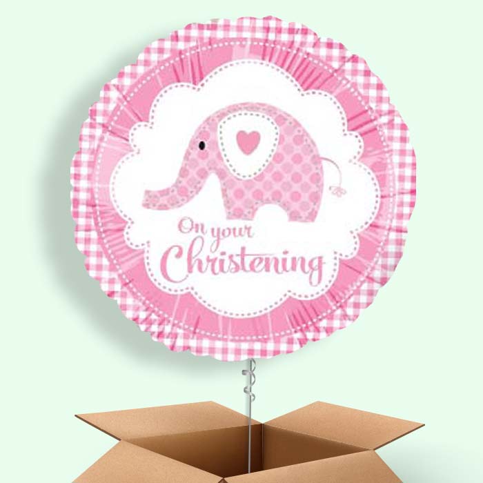 Christening Balloon in a Box (Pink Elephant) - 1 Balloon | Party Save Smile