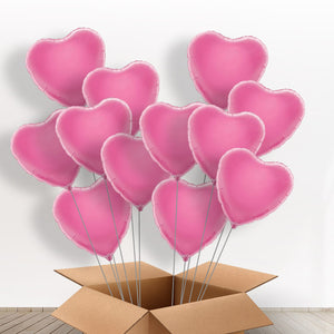 Dozen Pink Heart Helium Balloons Delivered Inflated