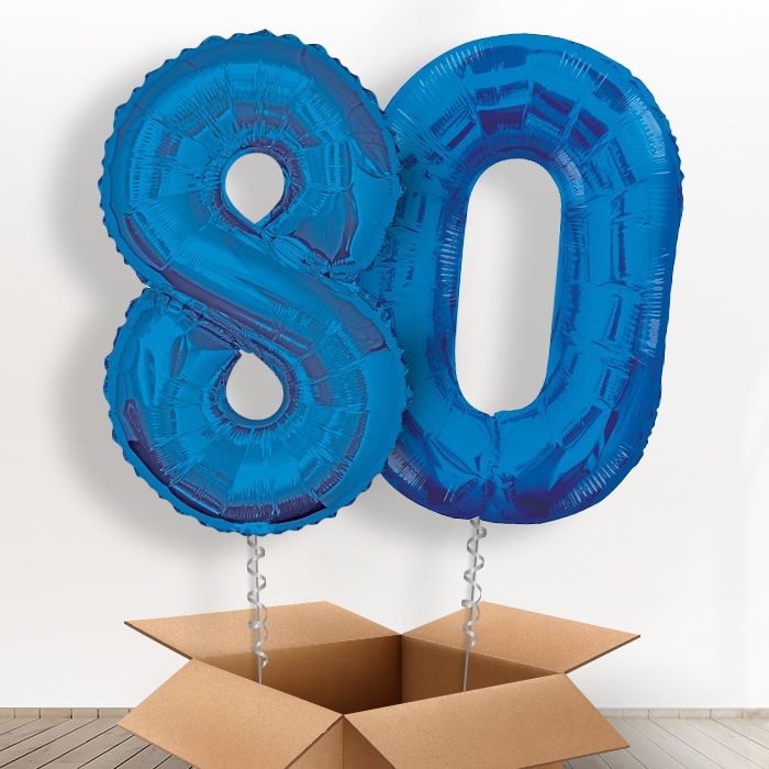 80 Helium Balloons Delivered in a Box - Blue - Package | Party Save Smile