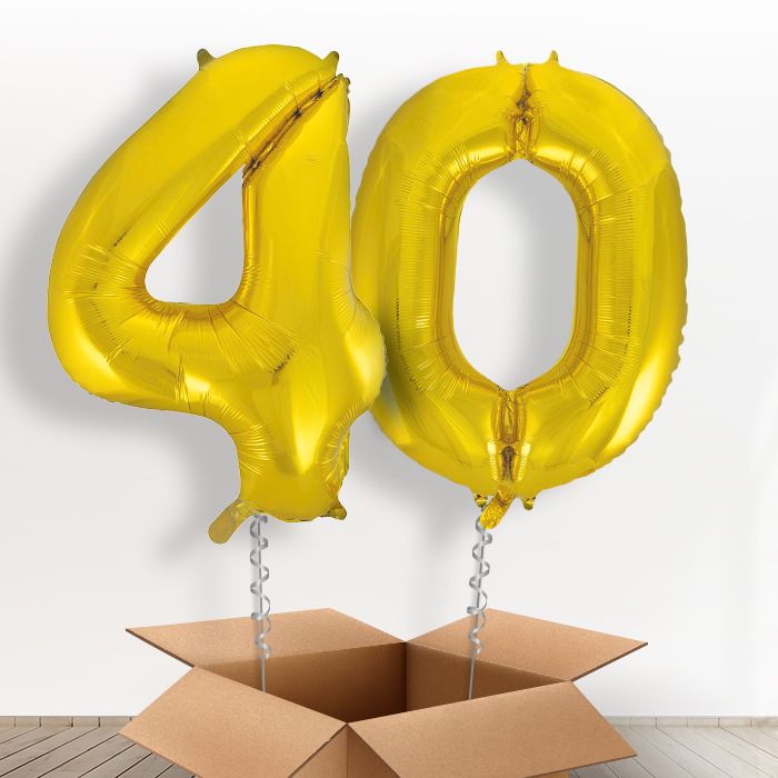 Gold Giant Numbers 40th Birthday Balloon in a Box Gift - Package | Party Save Smile