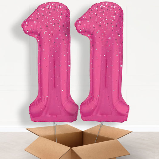 Hot Pink Dots 11th Birthday Helium Balloon in a Box - Giant Numbers | Party Save Smile