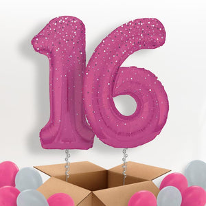 Hot Pink Dots 16 Helium Balloons in a Box