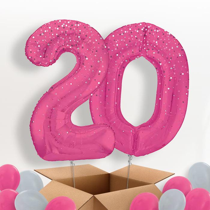 Hot Pink Dots 20 Helium Balloons in a Box - Package | Party Save Smile