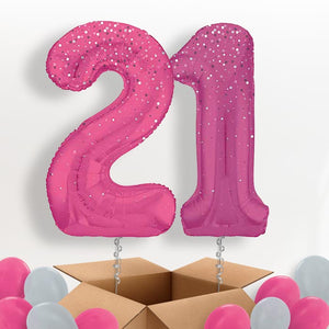 Hot Pink Dots 21 Helium Balloons in a Box