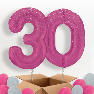 Hot Pink Dots 30 Helium Balloons in a Box