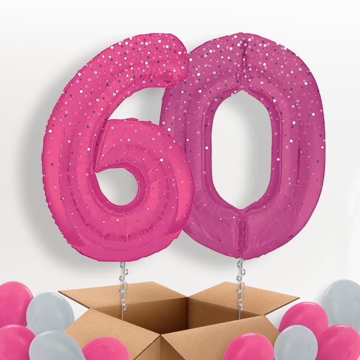 Hot Pink Dots 60 Helium Balloons in a Box - Package | Party Save Smile