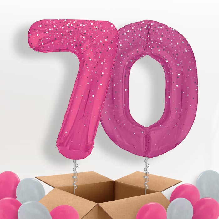 Hot Pink Dots 70 Helium Balloons in a Box - Package | Party Save Smile