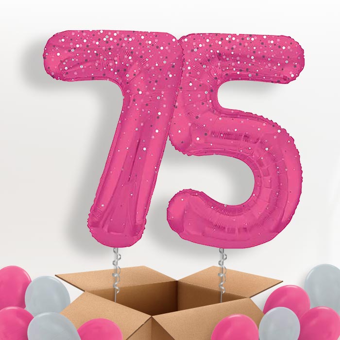 Hot Pink Dots 75 Helium Balloons in a Box - Package | Party Save Smile