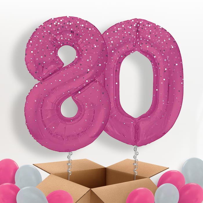 Hot Pink Dots 80 Helium Balloons in a Box - Package | Party Save Smile