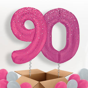 Hot Pink Dots 90 Helium Balloons in a Box