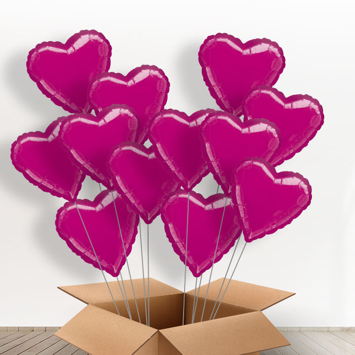 12 Pink Love Heart Balloons Delivered Inflated