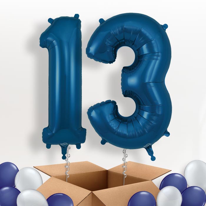 Navy Blue 13 Helium Balloons in a Box - Package | Party Save Smile