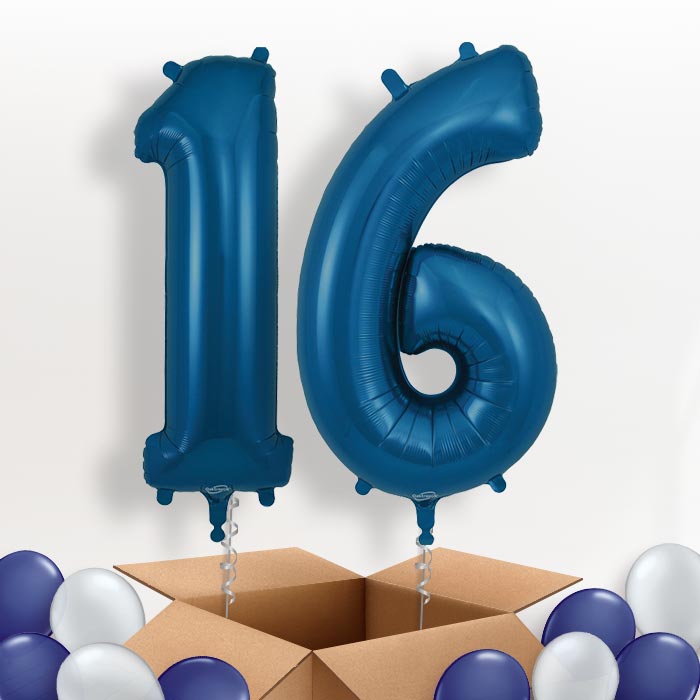 Navy Blue 16 Helium Balloons in a Box - Package | Party Save Smile