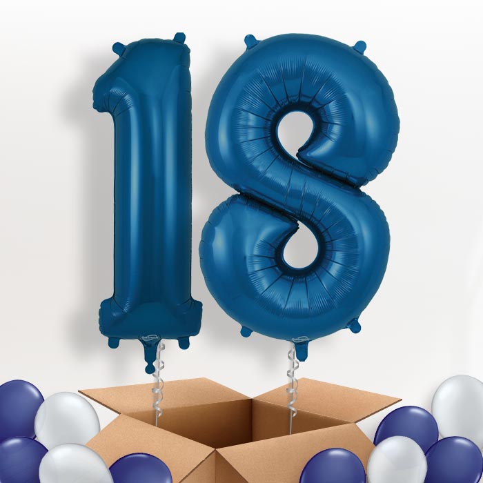 Navy Blue 18 Helium Balloons in a Box - Package | Party Save Smile