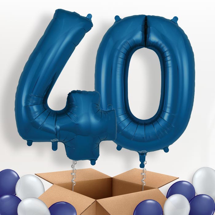 Navy Blue 40 Helium Balloons in a Box - Package | Party Save Smile