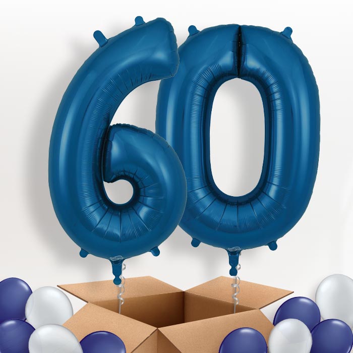 Navy Blue 60 Helium Balloons in a Box - Package | Party Save Smile