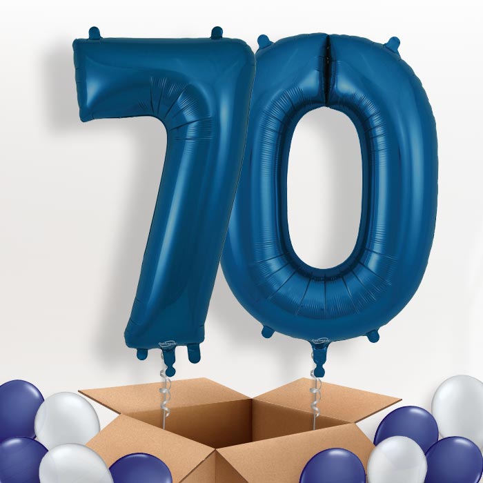 Navy Blue 70 Helium Balloons in a Box - Package | Party Save Smile