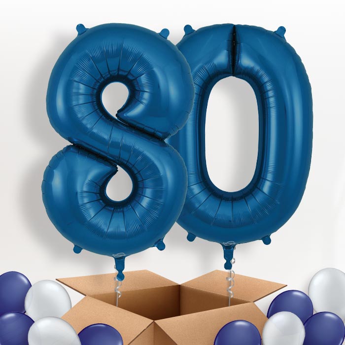Navy Blue 80 Helium Balloons in a Box - Package | Party Save Smile
