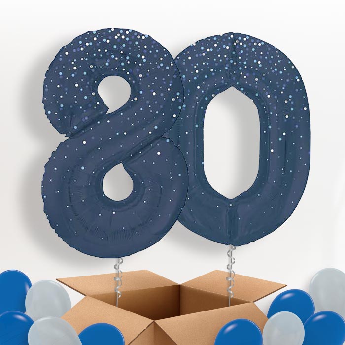 Navy Blue Dots 80 Helium Balloons in a Box - Package | Party Save Smile
