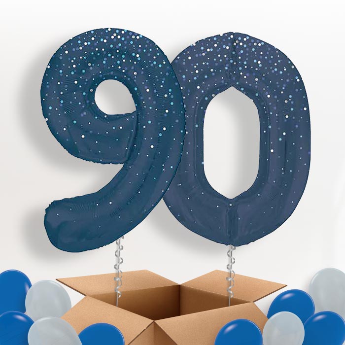 Navy Blue Dots 90 Helium Balloons in a Box - Package | Party Save Smile