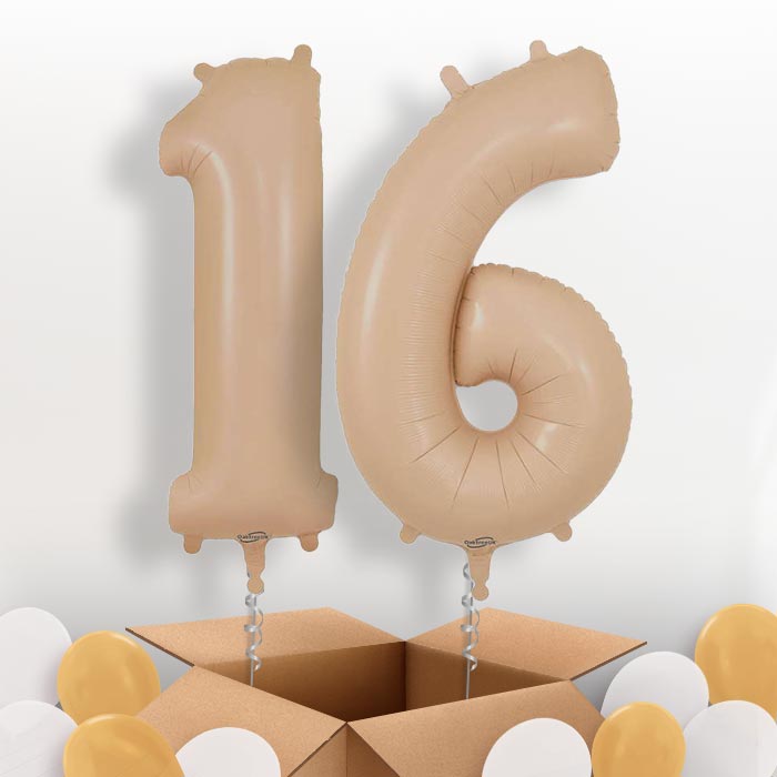 Matte Nude 16 Helium Balloons in a Box - Package | Party Save Smile