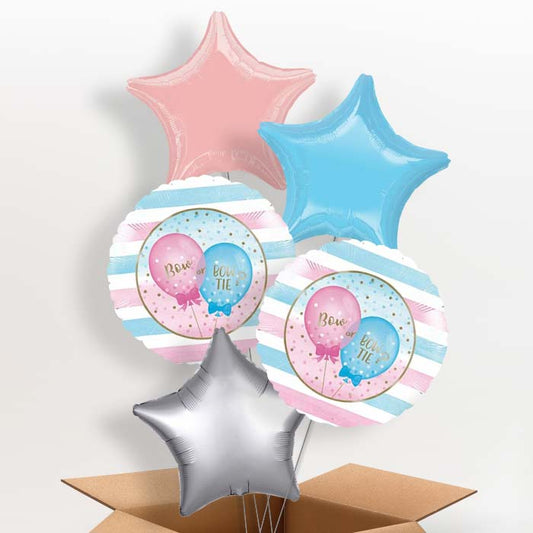 Bow or Bowtie Gender Reveal Balloon Inflated - 5 Balloon | Party Save Smile