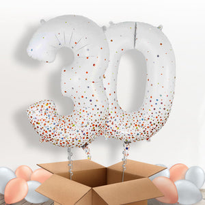 Rose Gold and White 30 Helium Balloons in a Box