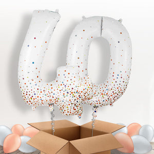 Rose Gold and White 40 Helium Balloons in a Box